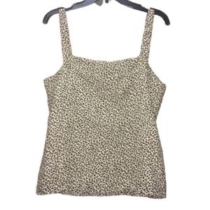 HALOGEN Leopard Animal Print Sleeveless Tank Top Women's Size 8 Petite Medium